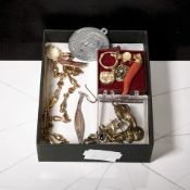 A small quantity of jewellery including four 9ct gold earrings,