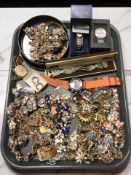 A collection of costume jewellery, Boss wristwatch, Michael Kors wristwatch, various necklaces, etc.