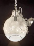 A contemporary globular glass pendant light shade, height 37 cm excluding fitting.
