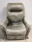 A contemporary electric reclining armchair.