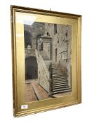 19th Century School : Study of a staircase, watercolour, 32 cm x 47 cm.