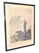 A 19th century French monochrome print 'Les Puiseuses D'Eau', 42 cm x 58 cm.