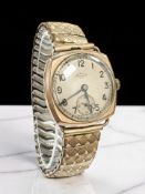 A gent's vintage 9ct gold cased wristwatch, signed Thos.