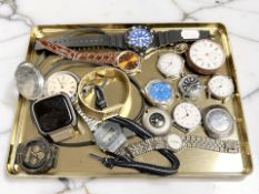 A pocket watch and various wristwatches including Sekonda, Timex, Timeroy, Limit, etc.