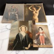 19th Century School : Half length portrait of a seated lady wearing a black gown, oil on board,