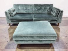 A contemporary Barker & Stonehouse three seater settee in blue upholstery, 225 cm x 100 cm x 73 cm,