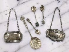 Silver Brandy and Scotch decanter labels,