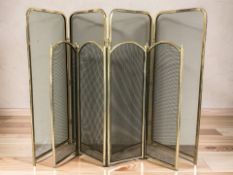 Two brass and steel mesh fire guards, tallest 79 cm.