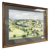 Caroline Stephen : Swaledale from Downholme Moor, watercolour, 54 cm x 36 cm.