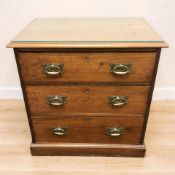 A late Victorian mahogany three drawer chest, width 72 cm.