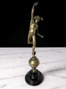 A 19th century cast brass figure of Mercury on socle plinth, height 47 cm.