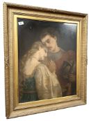 19th Century School : Portrait of a soldier with his lover, oil on canvas, 52 cm x 65 cm.