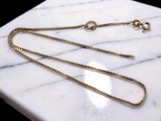 A 9ct gold box link chain CONDITION REPORT: 2.8g. With broken link.
