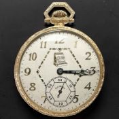 An American Illinois 14ct gold open face pocket watch,