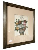 Chinese School : A 19th century gouache painting on pith depicting a basket of flowers,