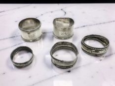 Five silver napkin rings CONDITION REPORT: 81g