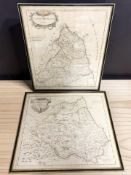 Robert Morden : Map of Northumberland, engraving with hand colouring, first published 1695,