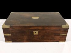 A Victorian mahogany and brass mounted campaign writing slope, width 45 cm.