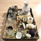 Assorted ceramics, stainless steel and pewter wares, Edinburgh Crystal basket and other glass wares.