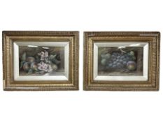 19th Century School : Still life of fruit and flowers, oil on canvas, 19 cm x 28 cm,