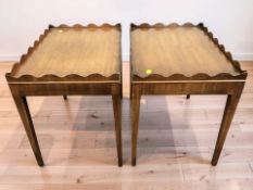 A pair of reproduction mahogany rectangular lamp tables, width 50 cm.