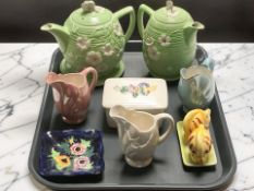 A group of Maling lustre ceramics, tea pot and coffee pot, etc.