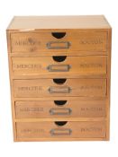 A reproduction French-style haberdashery chest, height 30 cm.