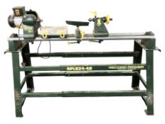 A Record Power CL1 workshop lathe on stand.