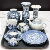 A group of 20th century Chinese blue and white porcelain including tea wares, ginger jar, etc.