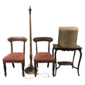An Edwardian mahogany occasional table, a pair of Victorian mahogany chairs,