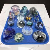 A collection of studio glass paperweights including Galway, Caithness, Malta, etc.