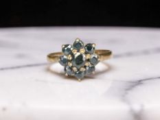 A 9ct gold blue kyanite cluster ring, size Q CONDITION REPORT: 1.