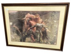 After Sir Frank Dicksee : La Belle Dame sans Merci, colour print, 54 cm x 80 cm.