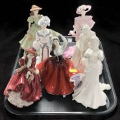 A group of porcelain ladies including Royal Doulton, Coalport, etc.
