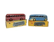 Two Dinky Toys die cast vehicles : 281 Luxury Coach and 282 Duple Roadmaster Coach,