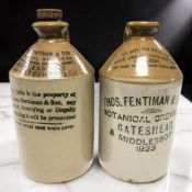Two Thomas Fentiman & Son stoneware bottles, height 28 cm.