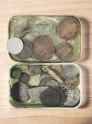 A small group of coins and tokens, replica ancient Greek coin, etc.