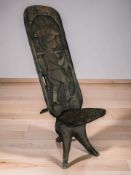 An African carved hardwood birthing chair, height 75 cm.