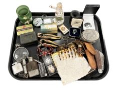 Assorted costume jewellery, lighters, whistle,