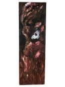 Adrian (20th Century) : Broken down angel, oil on board, 118 cm x 38 cm.