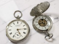 A silver open face key-wound pocket watch signed Pain Brothers Hastings 