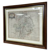 An 18th century map of Warwickshire by Robert Morden, 43 cm x 36 cm.