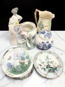 An Arthur Wood Kingfisher jug, Masons willow caddy, Bradford Exchange wall plates,