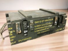 A vintage pine ammo crate, width 50 cm.