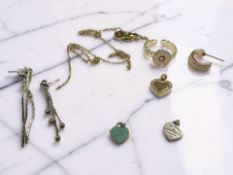 Two Tiffany silver heart-shaped charms, a Michael Kors necklace and ring,