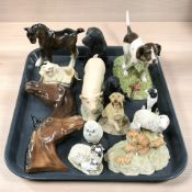 A Royal Doulton gun dog figure and further animal ornaments including Border Fine Arts, etc.