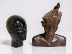 An Art Deco pottery bust of a lady, height 19cm,