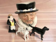 A Royal Doulton character jug 'Beefeater' D6206, a small figure 'Captain Cuttle',