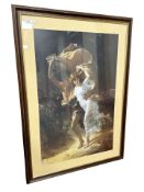 A contemporary print after the 19th century original depicting embracing figures, 60 cm x 90 cm.