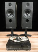 A Technics stereo integrated amplifier SU-V460, and a pair of Morduant-Short speakers, height 88 cm.